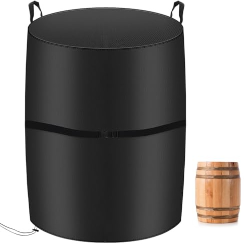KRRRSJDJ Housse Baril de Vin Imperméables,(80×80×110cm) Couverture de Protection Tonneau Vin Coupe Vent,Bache Tonneau Bois avec Cordon et Poignée,Tissu Oxford 420D Résistant Aux Déchirures (Noir)