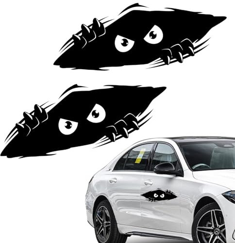 2er Set Monster Sticker | Aufkleber auto | 3D Peeking Cartoon Aufkleber für Auto, Laptop, Motorrad | Lustige Autoaufkleber wasserdicht | Schwarz | AUTO AUFKLEBER
