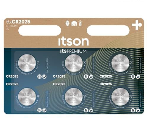 ITSON CR2025 batterie a bottone al litio, 3V, confezione da 6, consigliate per chiavi di auto