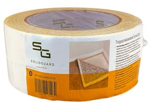 SOLIDGUARD Cinta adhesiva para alfombras, 50 mm x 15 m, cinta adhesiva de doble cara, cinta adhesiva de colocación para madera, vidrio, plástico, aplicación versátil
