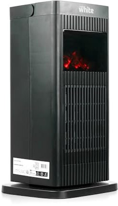 White- Stufa Elettrica Basso Consumo 230v, Stufetta Elettrica Con Led Effetto Camino Fiamma 3d, Riscaldamento Elettrico Potenza Regolabile 900-1500w