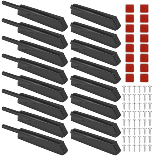 16 stycken tryckdörröppnare push To Open aluminium skåpdörr dämpare softclose dörrdämpare skåp snabb popup trycknapp för skåp, lådor, garderober, toalettbord (svart)