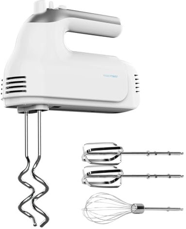 Cecotec Batidora de Varillas PowerTwist 500 Essential. 500W, 5 Niveles de Velocidad, Función Turbo, Diseño Ergonómico, Accesorios: Varillas batidoras, Garfios amasadores y Varilla de Globo