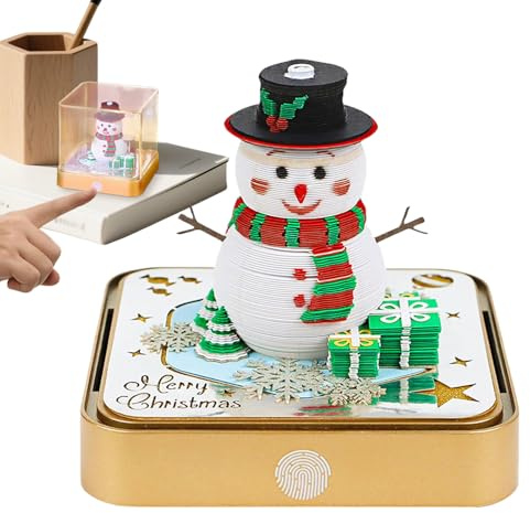 Calendario de 2026 con diseño de muñeco de nieve que se puede rasgar, calendario de notas talladas 2026 – Encantadora decoración de bloc de notas para dormitorio, escritorio, estudio, cocina