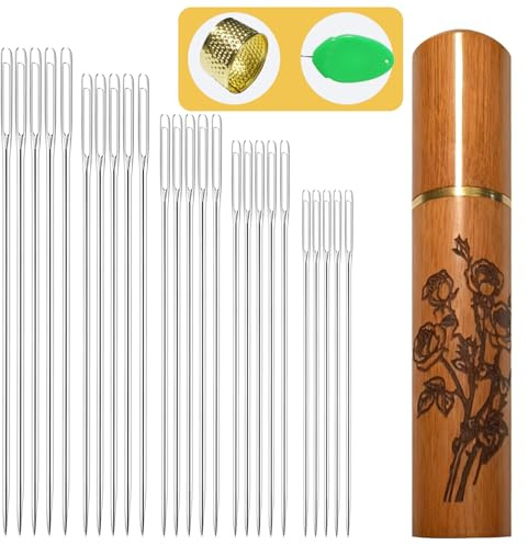 28-Piece Large-Eye Hand Sewing Needles, Cross Stitch Needles, Needles for Sewing, Needles, Stainless Steel Sewing Needles, Easy Threading for Embroidery