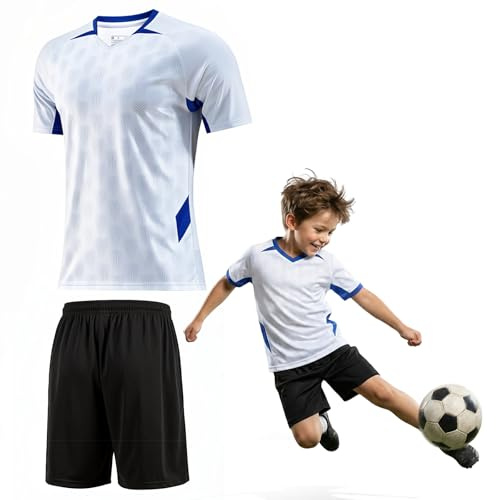 viiotu Football Kits for Boys Girls Football Kit Kids Football Training Jersey Shorts and T-shirt Set PE Kits for School Gym Tennis Running
