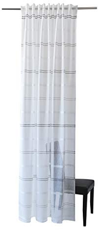 Homing transparenter Vorhang quergestreift weiß-grau (1Stück) 245 x 140 cm (HxB), 5415-15, Weiss-grau