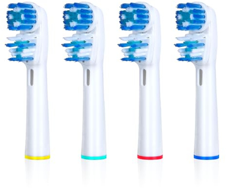 Replacement Brush Heads Compatible with Oral B- Double Clean Design, Double Clean Brush Heads, Compatible with Braun Oral-B Dual Clean Electric Toothbrush - Pack of 4