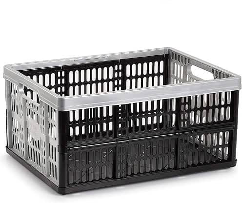 CABLEPELADO - Caja Plegable con Asas de 32L - Almacenamiento - Caja Robusta - Capacidad de 32 litros - Carga util 20 kg Color Gris y Negro