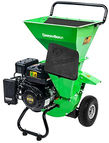 GARDENBEAUT 3 in 1 Wood Chipper Shredder Mulcher MF30, 7HP 212cc Heavy Duty Gas Powered, Max 3 Diameter Capacity for Wood, Limb, Leaves with Two Hoppers,4 Y-Hammers, Included Debris Bag