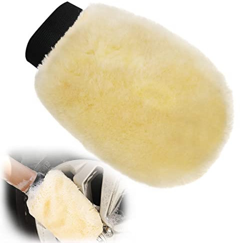 RosyFate Guanto Autolavaggio Auto, Guanto per Pulizia Auto, Ultra Assorbente, Asciugatura Rapida, Lana Artificiale, Bianco