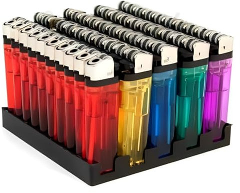 Disposable Lighters Multipack Pack of 50 Refillable & Child Safe with Adjustable Flame, Reliable Ignition Pocket-friendly Lighters for Camping, BBQ, Fireworks & Kitchen- ANGIX