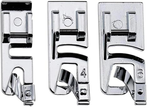 Narrow Rolled Hem Sewing Machine Presser Foot Set (3mm, 4mm and 6mm)- Fits All Low Shank Snap-On Singer, Brother, Babylock, Euro-Pro, Janome, Kenmore, White, Juki, New Home, Simplicity, Elna