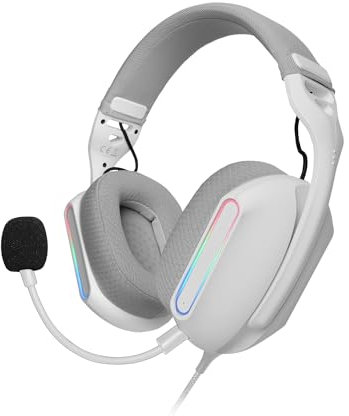 Mars Gaming MH-Pro, Auriculares Gaming ARGB Flow, Sonido Envolvente, Almohadillas Air 3D, Micrófono, PS4, PS5, Xbox One, Xbox Series X-S, Switch, Switch 2, Windows, Mac, Smartphone y Tablet, Blanco