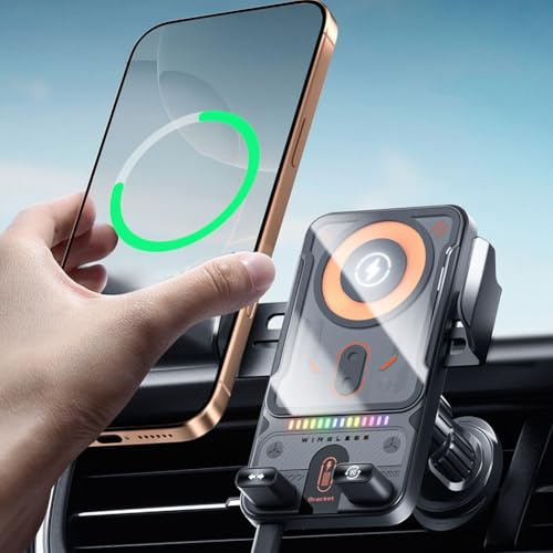 Caricabatterie da auto wireless da 15 W e supporto per telefono, supporto caricabatterie da auto wireless, Auto-Bloccaggio Porta Cellulare Auto per iPhone, per Samsung, per Huawei, per LG(nero)