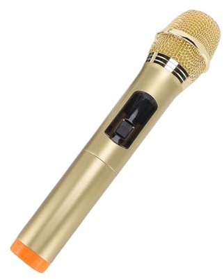 Jiawu Microfono Wireless, Microfono Dinamico 2.4G con Ricevitore USB e Accoppiamento Automatico, Portata 20 M, Riproduzione Vocale Chiara, con Adattatore da 6,35 Mm a 3,5 Mm