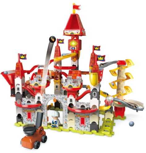 VTech Marble Rush Adventures Maxi Château Fort Interactif, Circuit à Billes | Circuit de Billes Enfant dès 4 Ans en Château Fort Médiéval à Construire, Contient 172 Pièces de Construction et 10 Billes