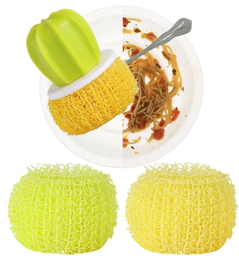 Spazzola per lavare i piatti, impugnatura antigraffio, spazzola per lavastoviglie con manico, per casa, bagno, appartamento, lavello, piano di lavoro, cucina, pentole, padelle