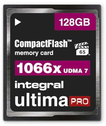 Integral 128Go Carte Compact Flash UDMA-7 1066x Vitesse VPG-65 160MB/s Lecture et 135MB/s Ecriture Carte Professionnelle Haute Vitesse