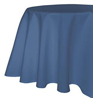 texpot Gartentischdecke 160 cm rund in Blau mit Leinen Optik Lotuseffekt Fleckschutz Bügelfrei Tischdecke
