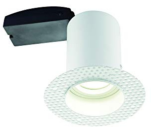 National Lighting Fire Rated Plaster-in Anti Glare Downlights, Recessed Ceiling Lights, GU10 Halogen or LED, Trimless Spotlights - Pack of 1