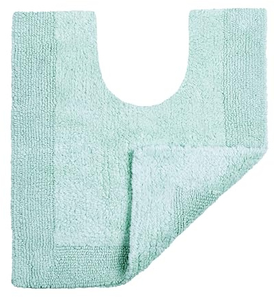 Allure Heavyweight Reversible Pedestal Toilet Mat, 100% Cotton, Super Soft, Washable, Large Size 55cm x 55cm (Duck Egg)