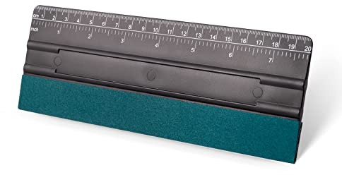 FOSHIO Spatola in feltro da 20 cm per vinile con righello da 20 cm, 4 angoli arrotondati, universale, pellicola per l'installazione di pellicole protettive per finestre in polipropilene nero duro per