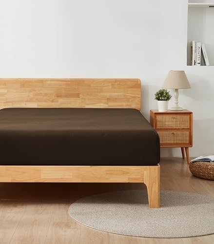 Alazuria Queen-Size-Spannbetttuch, 30,5 cm bis 40,6 cm tiefe Taschen, ultraweich und atmungsaktiv, Hotelqualität, 203,2 x 152,4 cm, Dunkelbraun