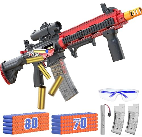 EagleStone Automatic Realistic Toy Gun for Boys, Shell Ejecting Foam Blaster for Kids Ages 8-12,Sniper Rifle,2 Magazines,150 Darts,30 Shells, Electric Machine Guns Toys for Adults Birthday Xmas Gifts