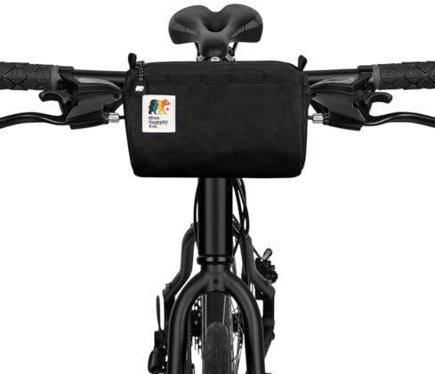 Oso Supply Co - Bike Handlebar Bag – Waxed Canvas Exterior with Quick-Access Waterproof Zipper, Side Mesh Pockets and Spacious Storage – Ideal for Cycling, Commuting and Adventure Rides (Black)