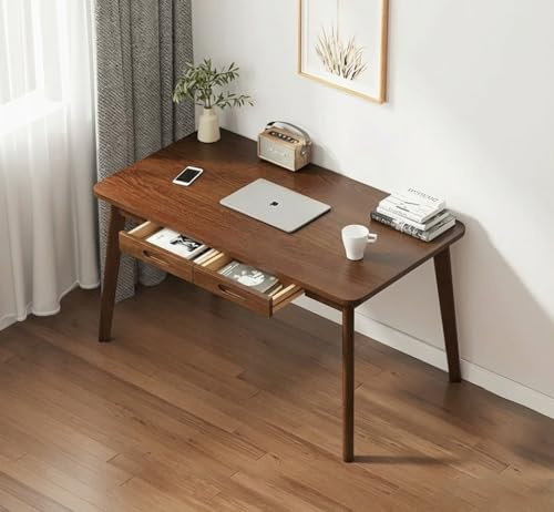 LEPTIS MAGNA Computer Desk for Student and work- Desk with Drawers - Modern Computer Desks - Home Office Desk with Drawers for Bedroom, Office,desks, (120x55cm) (Walnut, 100 cm)