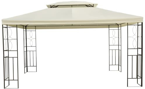 Outsunny Tonnelle de Jardin 3 x 4 m, pavillon de Jardin avec Double Toit, Barnum avec Protection Contre Soleil en Polyester Haute densité 180 g/m² et Acier, Blanc