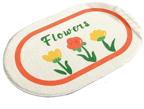 Small Fresh Floor Mats Soft Flowers Words Rugs Home Entrance Carpets Bedroom Toilet Bathroom Door Absorbent Non-Slip Foot Pad(Red)