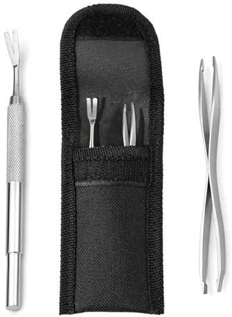 jatimdotin Pinza per Zecche, Pinzette a Doppia estremità Professionale in Acciaio Inossidabile, 2 Set Gancio per Zecche per Cani, Gatti e Esseri Umani