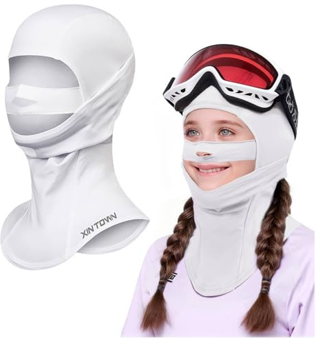 AYPOW Cagoule d'hiver Enfants 4-12 Ans, Coupe-Vent Respirant Masque de Ski Cyclisme, Thermique Polaire Cou Cache-Cou Hiver Casquette Chapeau sous Les Casques pour Garçons et Filles Plein Air Vélo