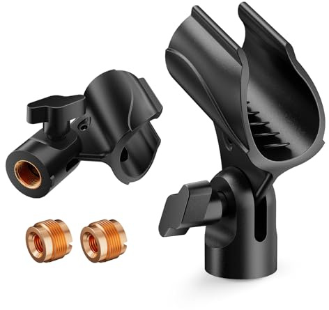 FameFame 2 Pack Universal Microphone Clips, 5/8 to 3/8 Adapter