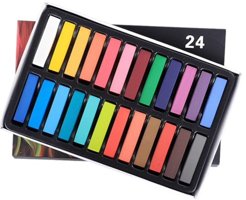 YOFDAL Gessetti per capelli 24 colori | Set compatto lavabile e atossico | Colori temporanei per capelli bambini e adulti | Look creativo per feste, festival e travestimenti | Facile da usare