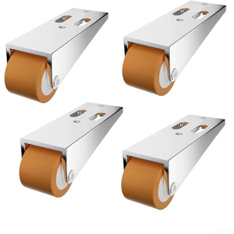 Door bottom pulley casters with fixed 0 8 inch rubber wheels, providing quiet and smooth rolling under small furniture pieces like coffee tables and storage boxes