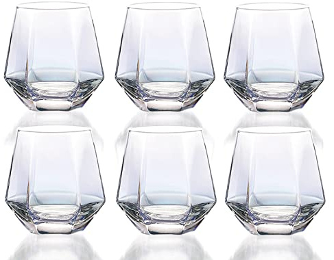 pintglas, Dricksglas Glasmugg 6 stycken 10oz blyfria glasvattenkoppar Hantverk Romantisk vattenkopp Glas(White)