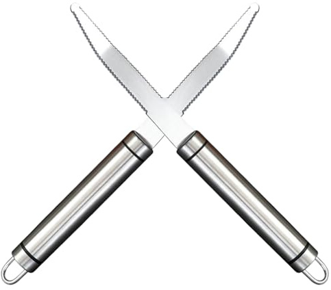 MALUGOGO Cuchillos para Pomelo de Acero Inoxidable 2piezas, Pelador Portátil y Ahorrador de Espacio para Frutas, Adecuado para Reuniones Familiares y Fiestas
