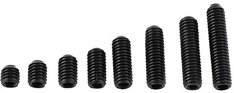 Fdit 200pcs M3 Black Carbon Steel Socket Cup Point Grub Set Screw Assortment