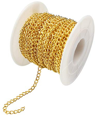 YapitHome 10m Chain for Jewellery Making Jewellery Making Link Chain Gold Plated Cable Chain for DIY Necklace, Bracelet and Crafts(4 * 2.7mm)
