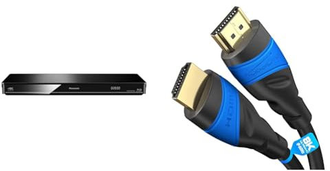Panasonic DMP-BDT384EG 3D Blu-ray-spelare (4K uppskalning, WLAN, DLNA) svart & KabelDirekt – HDMI-kabel 8K / 4K – 1,5m – med A.I.S-skärmning, designad i Tyskland (stöder alla HDMI-enheter, svart)