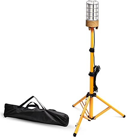 MeFard Lampada da Cantiere Led 360 Gradi/Faretto da Cantiere Led con Treppiede 80W 11000lm，Usato interno ed esterno, cavo di lunghezza 5M e interruttore