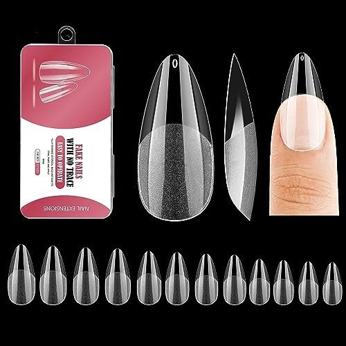 240Pcs Faux Ongles Capsules,Pose Ongles Capsu,Capsule Ongle Amande,12 Tailles Couverture Complète,Professionnel Couverture Complète,Nail Art(Medium Amande)