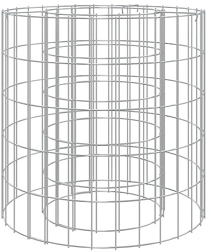 vidaXL Gabion Fire Pit Ø 50 cm - Decorative and Functional, Galvanised Iron, Stable construction, Rust-resistant, Ideal for Patio and Garden