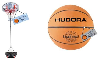 HUDORA Basketballständer All Stars 205 & Basketball Größe 7 orange, unaufgepumpt