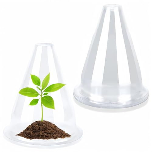 KAHEIGN 24Pcs Garden Plant Cloches, 24CM x 20CM Plastic Plant Bell Cover Reusable Mini Greenhouse for Protection Against Sun, Snow, Frost, Snails, Birds, Chickens, Insect Etc (Clear)