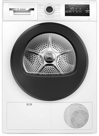 Bosch WTH85298II Serie 4 Asciugatrice smart a pompa di calore, 8 kg, Classe energetica E, Sensori di asciugatura intelligenti, Filtro semplice da pulire, Consumi ridotti,Bianco, 60 Cm