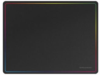 Mars Gaming MMP124, Tappetino Gaming 360x260mm, Bordo Rainbow, Base Antiscivolo in Gomma Naturale, Superficie Nanotextile ad Alta Precisione, Tappetino Flessibile, Nero